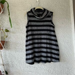 Lane Bryant Cowl neck black/grey striped sleeveless sweater swing top